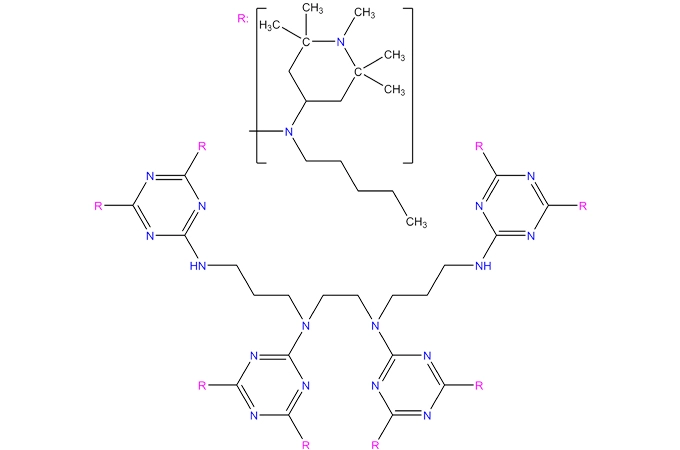 N,N',N'',N ''-tetrakis(4,6-bis (butil-(N-methyl-2,2,6, muslimb) amino)triazin-2-yl)-muslim-1,10-diamina
